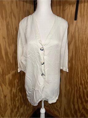 Nwt Zara Satin Oversized Button Down Top